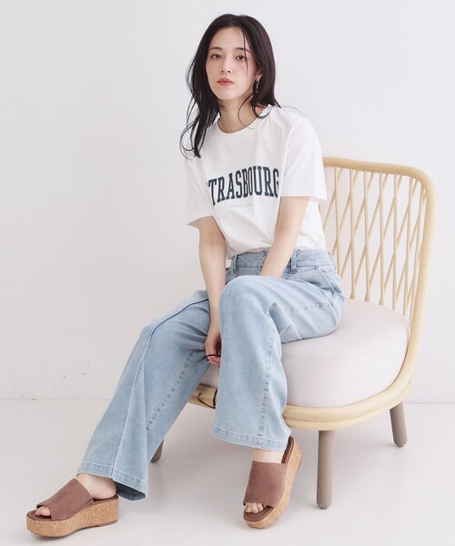 OPAQUE.CLIP(オペークドットクリップ)の「アソートロゴTシャツ【洗濯機OK】(Tシャツ/カットソー・レディース・ネイビー/ホワイト/ライトベージュ・40/38)」の6枚目の写真