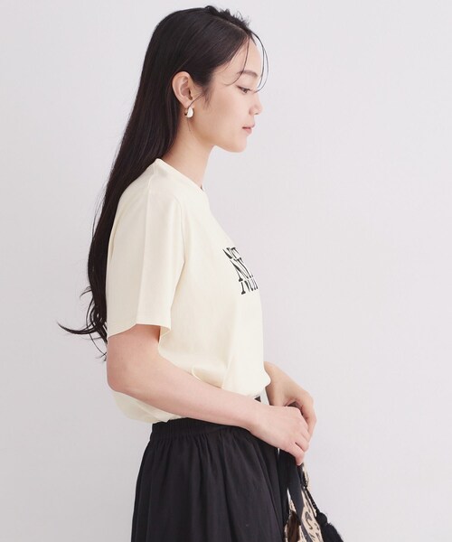 OPAQUE.CLIP(オペークドットクリップ)の「アソートロゴTシャツ【洗濯機OK】(Tシャツ/カットソー・レディース・ネイビー/ホワイト/ライトベージュ・40/38)」の8枚目の写真