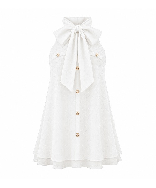 Helter neck ribbon mini onepiece エムミーエメ セール】Helter neck ribbon mini onepiece（ワンピース）｜M me eme
