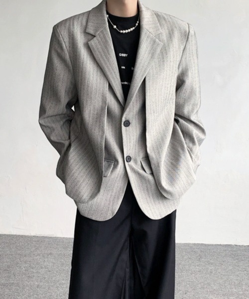 NOWLE(ノウル)の「【NOWLE】フェイクツーピース レイヤード テーラードジャケット(テーラードジャケット・メンズ・グレー・LARGE/MEDIUM)」の3枚目の写真
