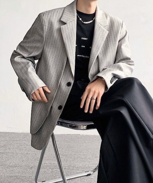 NOWLE(ノウル)の「【NOWLE】フェイクツーピース レイヤード テーラードジャケット(テーラードジャケット・メンズ・グレー・LARGE/MEDIUM)」の12枚目の写真