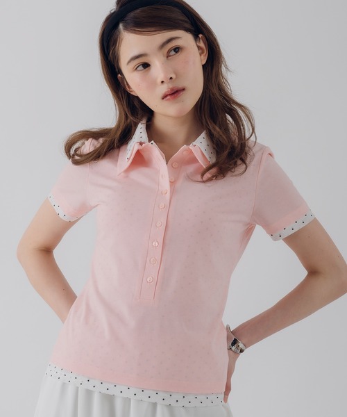 MUHET（ミュエータ）の「layered-look polo shirt / レイヤード風ポロシャツ（ポロシャツ・レディース・ピンク/カーキ/ネイビー・FREE）」の3枚目の写真