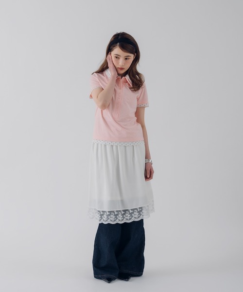 MUHET（ミュエータ）の「layered-look polo shirt / レイヤード風ポロシャツ（ポロシャツ・レディース・ピンク/カーキ/ネイビー・FREE）」の12枚目の写真