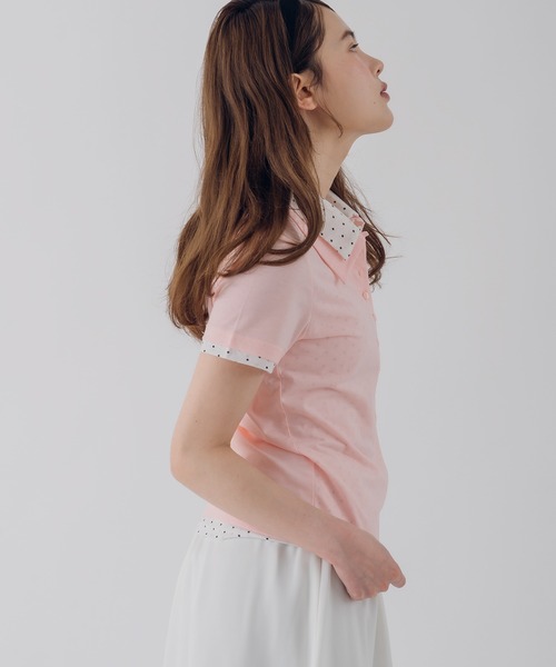 MUHET（ミュエータ）の「layered-look polo shirt / レイヤード風ポロシャツ（ポロシャツ・レディース・ピンク/カーキ/ネイビー・FREE）」の10枚目の写真