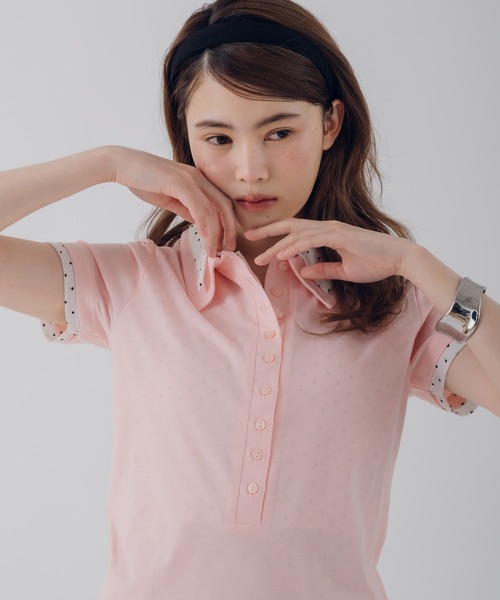 MUHET（ミュエータ）の「layered-look polo shirt / レイヤード風ポロシャツ（ポロシャツ・レディース・ピンク/カーキ/ネイビー・FREE）」の7枚目の写真