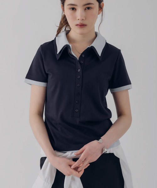 MUHET（ミュエータ）の「layered-look polo shirt / レイヤード風ポロシャツ（ポロシャツ・レディース・ピンク/カーキ/ネイビー・FREE）」の20枚目の写真