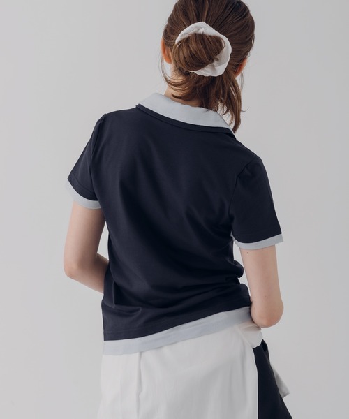 MUHET（ミュエータ）の「layered-look polo shirt / レイヤード風ポロシャツ（ポロシャツ・レディース・ピンク/カーキ/ネイビー・FREE）」の22枚目の写真