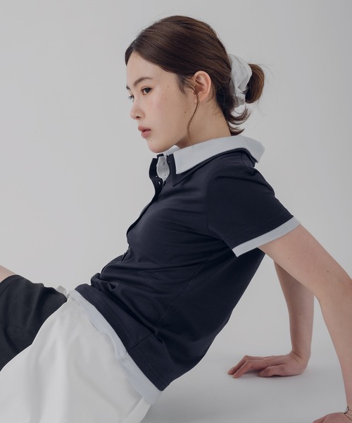 MUHET（ミュエータ）の「layered-look polo shirt / レイヤード風ポロシャツ（ポロシャツ・レディース・ピンク/カーキ/ネイビー・FREE）」の19枚目の写真
