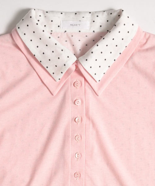 MUHET（ミュエータ）の「layered-look polo shirt / レイヤード風ポロシャツ（ポロシャツ・レディース・ピンク/カーキ/ネイビー・FREE）」の4枚目の写真