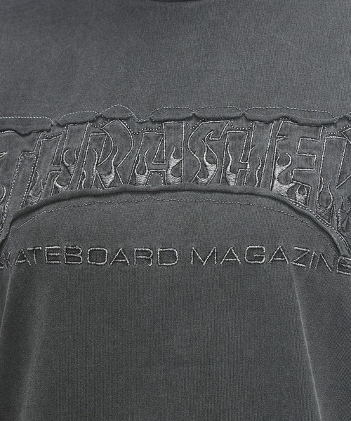 THRASHER(スラッシャー)の「THRASHER (スラッシャー) ダメージ加工 Tシャツ 半袖 綿100% ピグメント加工 染め ロゴ クルーネック ユニセックス(Tシャツ/カットソー・メンズ・ブルー/ピンク/ブラック×レッド/ブラック×ブラック・M/L)」の9枚目の写真