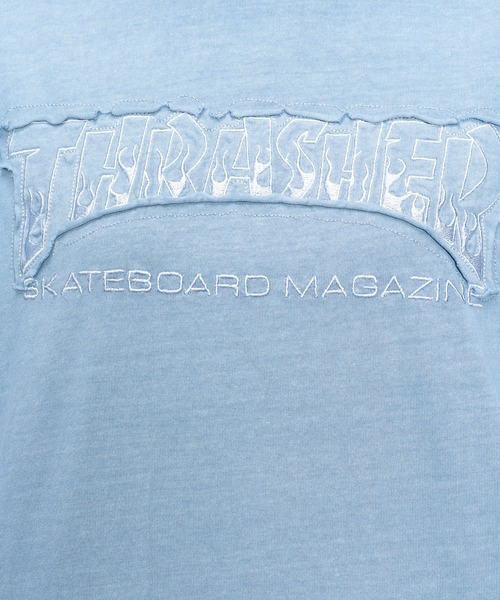 THRASHER(スラッシャー)の「THRASHER (スラッシャー) ダメージ加工 Tシャツ 半袖 綿100% ピグメント加工 染め ロゴ クルーネック ユニセックス(Tシャツ/カットソー・メンズ・ブルー/ピンク/ブラック×レッド/ブラック×ブラック・M/L)」の11枚目の写真