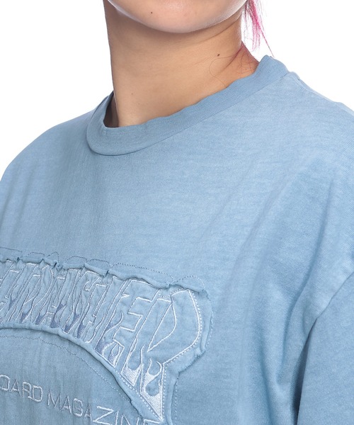 THRASHER(スラッシャー)の「THRASHER (スラッシャー) ダメージ加工 Tシャツ 半袖 綿100% ピグメント加工 染め ロゴ クルーネック ユニセックス(Tシャツ/カットソー・メンズ・ブルー/ピンク/ブラック×レッド/ブラック×ブラック・M/L)」の15枚目の写真