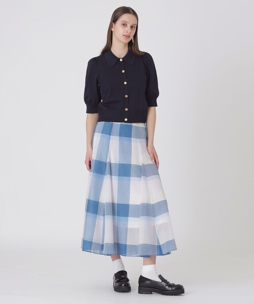 BLUE LABEL CRESTBRIDGE(ブルーレーベルクレストブリッジ)の「クレストブリッジチェックシアーボイルフレアスカート(スカート・レディース・レッド/パープル系その他4/ブルー・38/36)」の10枚目の写真