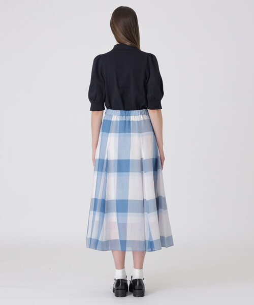 BLUE LABEL CRESTBRIDGE(ブルーレーベルクレストブリッジ)の「クレストブリッジチェックシアーボイルフレアスカート(スカート・レディース・レッド/パープル系その他4/ブルー・38/36)」の12枚目の写真