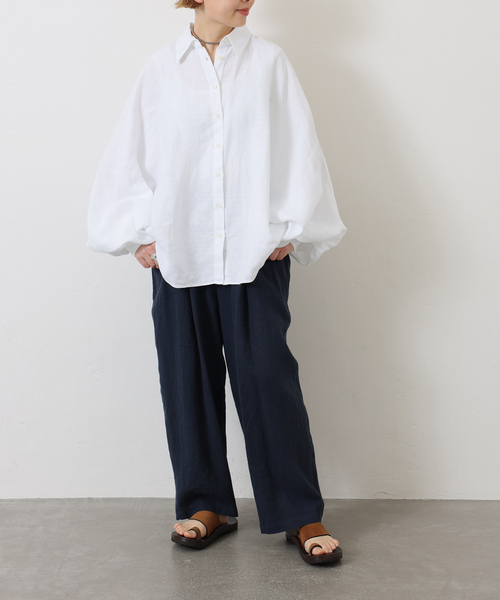 JOURNAL STANDARD LUXE(ジャーナルスタンダード ラックス)の「リネンキャンバス リターパンツ(その他パンツ・レディース・アイボリー/ネイビー・FREE)」の17枚目の写真