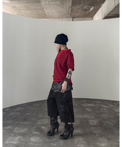 ROARINGRAD(ロアリングラド)の「W.ストライプポロTシャツレッド(ポロシャツ・レディース・その他・MEDIUM/LARGE)」の4枚目の写真
