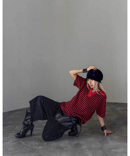 ROARINGRAD(ロアリングラド)の「W.ストライプポロTシャツレッド(ポロシャツ・レディース・その他・MEDIUM/LARGE)」の5枚目の写真
