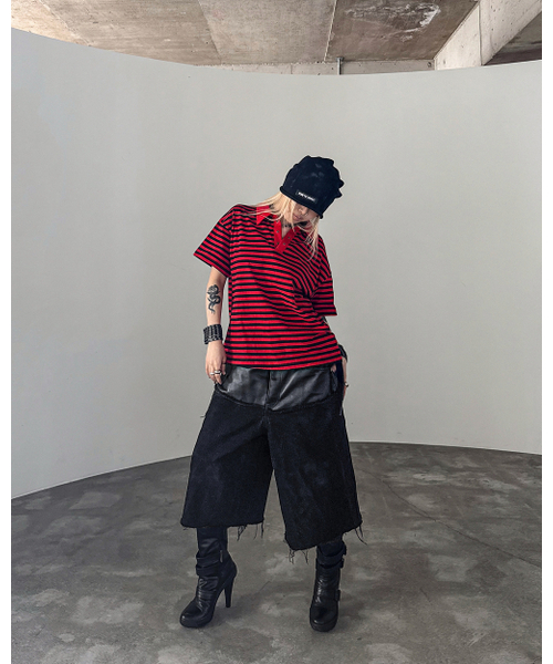 ROARINGRAD(ロアリングラド)の「W.ストライプポロTシャツレッド(ポロシャツ・レディース・その他・MEDIUM/LARGE)」の7枚目の写真