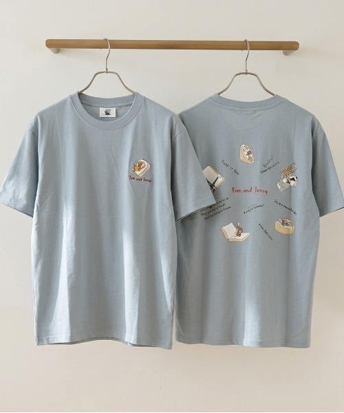 Tom&Jerry(トムアンドジェリー)の「【TOM&JERRY/トムとジェリー】キャラクターバックプリント半袖プリントTシャツ(DRY) ユニセックス(Tシャツ/カットソー・メンズ・オートミール/スミクロ/ライトピンク/サックスブルー・LARGE/MEDIUM)」の3枚目の写真