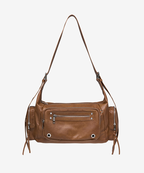 BLACKPURPLE(ブラックパープル)の「マキシマルコバッグ_キャラメルブラウン Maxi Marco Bag_Caramel Brown(ショルダーバッグ・レディース・クリアブラウン・FREE)」の1枚目の写真