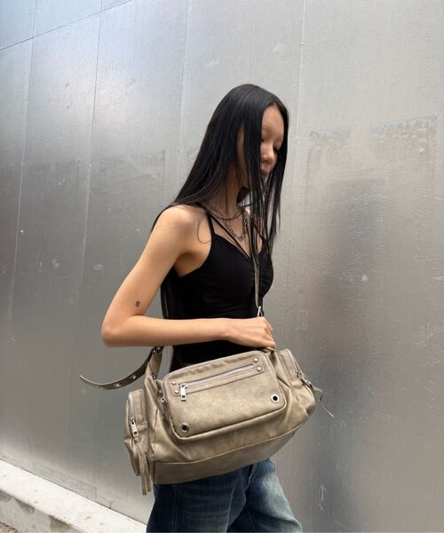 BLACKPURPLE(ブラックパープル)の「マキシマルコバッグ_キャラメルブラウン Maxi Marco Bag_Caramel Brown(ショルダーバッグ・レディース・クリアブラウン・FREE)」の13枚目の写真