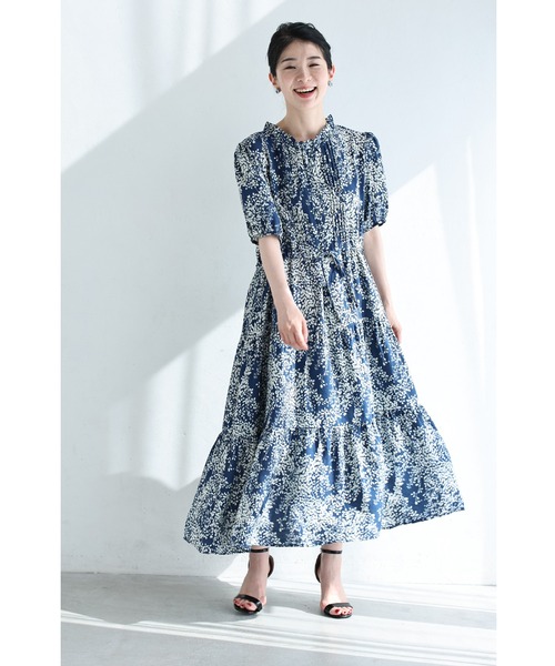 cawaii(カワイイ)の「涼やかな小花シルエットのティアードミディアムワンピース(ワンピース・レディース・ブルー・FREE)」の18枚目の写真