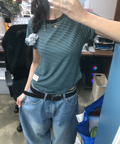 SEW-B（ソービー）の「ベイビーSTP セミクロップ半袖Tシャツ [ブルー]（Tシャツ/カットソー・レディース・その他・FREE）」の2枚目の写真