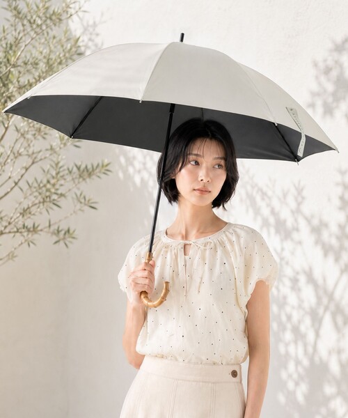 UVカット率・遮光率100%生地使用】ロゴ刺繍晴雨兼用長傘 日傘（長傘