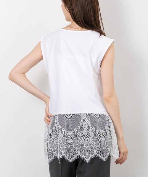 MAISONCOMFY (メゾンコンフィ)の「【レースドッキングTシャツ】一枚でもレイヤードでもサマになる優れもの(Tシャツ/カットソー・レディース・ブラック/ホワイト/グレー・FREE)」の9枚目の写真