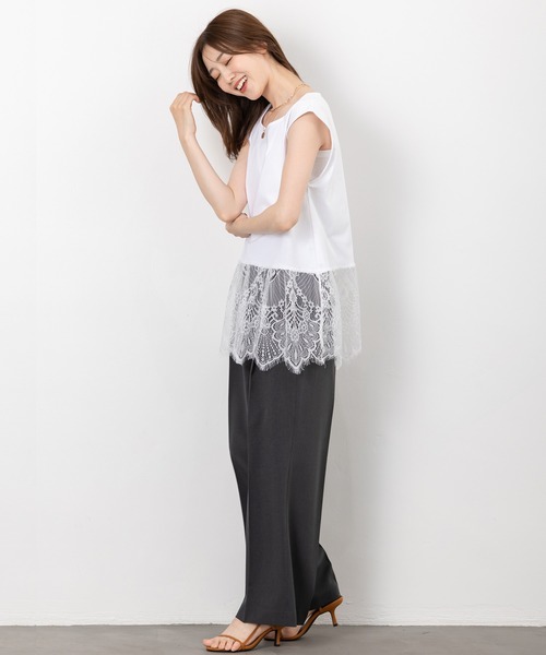MAISONCOMFY (メゾンコンフィ)の「【レースドッキングTシャツ】一枚でもレイヤードでもサマになる優れもの(Tシャツ/カットソー・レディース・ブラック/ホワイト/グレー・FREE)」の11枚目の写真