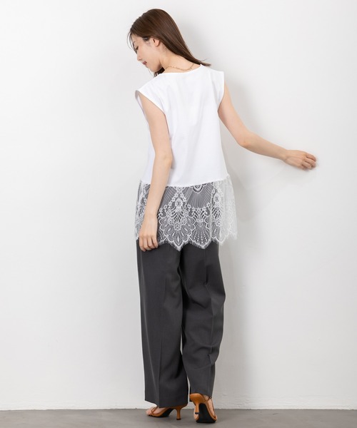 MAISONCOMFY (メゾンコンフィ)の「【レースドッキングTシャツ】一枚でもレイヤードでもサマになる優れもの(Tシャツ/カットソー・レディース・ブラック/ホワイト/グレー・FREE)」の12枚目の写真