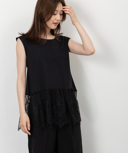 MAISONCOMFY (メゾンコンフィ)の「【レースドッキングTシャツ】一枚でもレイヤードでもサマになる優れもの(Tシャツ/カットソー・レディース・ブラック/ホワイト/グレー・FREE)」の19枚目の写真