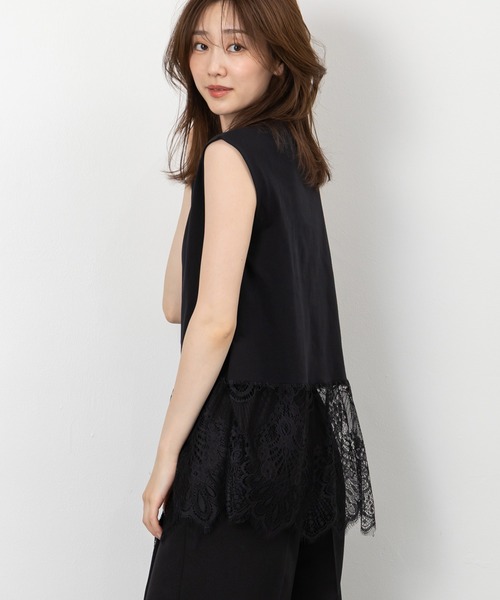 MAISONCOMFY (メゾンコンフィ)の「【レースドッキングTシャツ】一枚でもレイヤードでもサマになる優れもの(Tシャツ/カットソー・レディース・ブラック/ホワイト/グレー・FREE)」の20枚目の写真