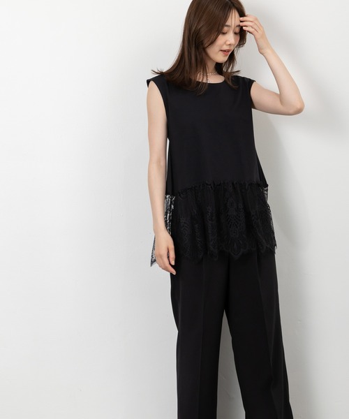 MAISONCOMFY (メゾンコンフィ)の「【レースドッキングTシャツ】一枚でもレイヤードでもサマになる優れもの(Tシャツ/カットソー・レディース・ブラック/ホワイト/グレー・FREE)」の22枚目の写真