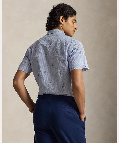POLO RALPH LAUREN(ポロ ラルフ ローレン)の「クラシック フィット セールボート シアサッカー シャツ(シャツ/ブラウス・メンズ・ブルー・S/L/XS/M)」の4枚目の写真
