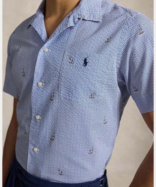 POLO RALPH LAUREN(ポロ ラルフ ローレン)の「クラシック フィット セールボート シアサッカー シャツ(シャツ/ブラウス・メンズ・ブルー・S/L/XS/M)」の5枚目の写真