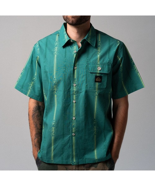 RIPNDIP(リップンディップ)の「MELTED STRIPED BUTTON UP(シャツ/ブラウス・メンズ・グリーン・XX-LARGE/SMALL/MEDIUM)」の5枚目の写真