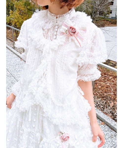PINK HOUSE(ピンクハウス)の「フルールラッセルレース使いボレロ風ブラウス(シャツ/ブラウス・レディース・ブラック/ピンク/ホワイト・フリー)」の1枚目の写真