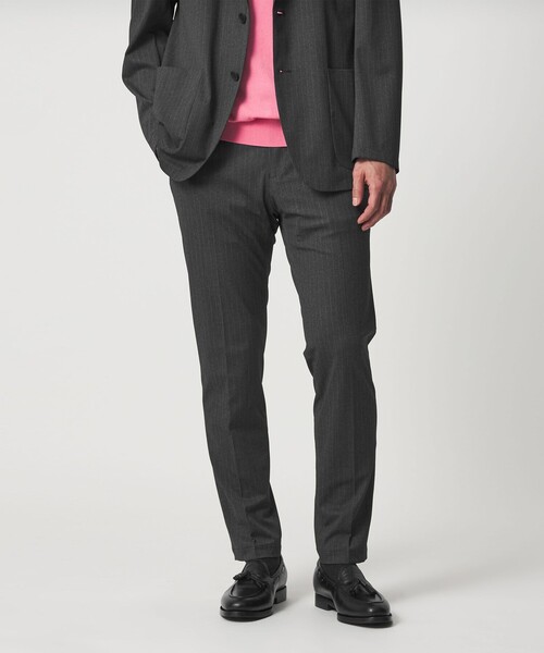 UNITED ARROWS(ユナイテッドアローズ)の「トリコット ストライプ ノープリーツ パンツ UA COZY ウォッシャブル ストレッチ 通気性(スラックス・メンズ・ダークグレー・L/S/XL/XXL/M)」の2枚目の写真