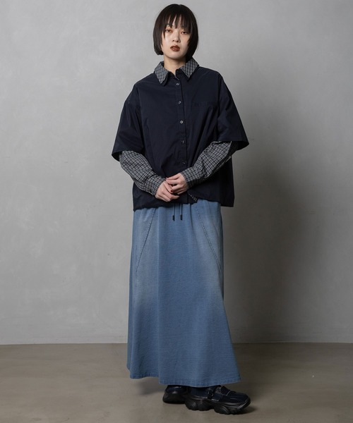 MARECHAL TERRE（マルシャルテル）の「デニム加工裏毛スカート（スカート・レディース・グレー/インディゴブルー/ブルー/ブラック・MEDIUM）」の10枚目の写真