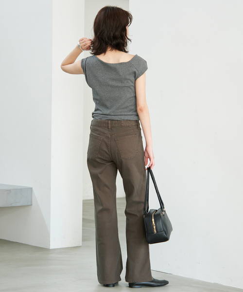 Healthy denim(ヘルシーデニム)の「HEALTHY DENIM/ヘルシーデニム SLOBE別注 フレアデニム Salsa 【洗濯機使用可能】(デニムパンツ・レディース・ブルー/カーキ・22cm/23cm/24cm/25cm)」の5枚目の写真