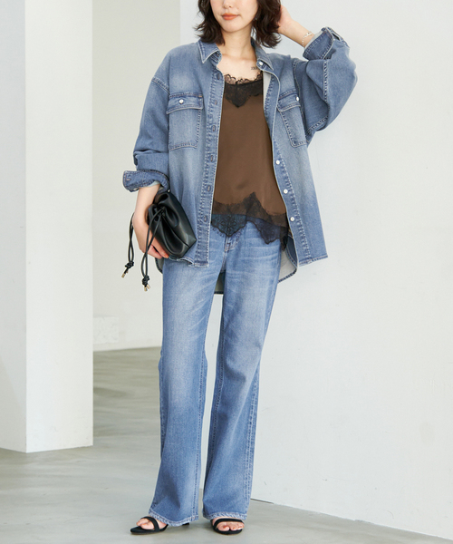 Healthy denim(ヘルシーデニム)の「HEALTHY DENIM/ヘルシーデニム SLOBE別注 フレアデニム Salsa 【洗濯機使用可能】(デニムパンツ・レディース・ブルー/カーキ・22cm/23cm/24cm/25cm)」の11枚目の写真