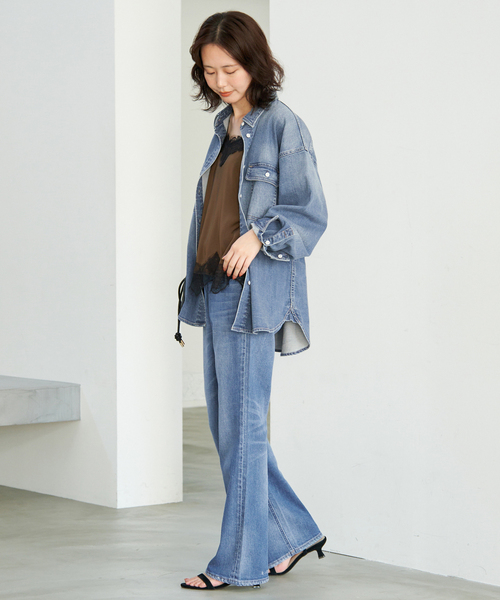 Healthy denim(ヘルシーデニム)の「HEALTHY DENIM/ヘルシーデニム SLOBE別注 フレアデニム Salsa 【洗濯機使用可能】(デニムパンツ・レディース・ブルー/カーキ・22cm/23cm/24cm/25cm)」の12枚目の写真