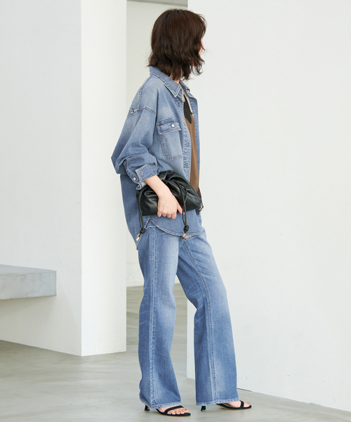 Healthy denim(ヘルシーデニム)の「HEALTHY DENIM/ヘルシーデニム SLOBE別注 フレアデニム Salsa 【洗濯機使用可能】(デニムパンツ・レディース・ブルー/カーキ・22cm/23cm/24cm/25cm)」の13枚目の写真