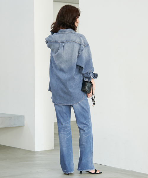 Healthy denim(ヘルシーデニム)の「HEALTHY DENIM/ヘルシーデニム SLOBE別注 フレアデニム Salsa 【洗濯機使用可能】(デニムパンツ・レディース・ブルー/カーキ・22cm/23cm/24cm/25cm)」の14枚目の写真