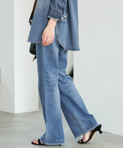 Healthy denim(ヘルシーデニム)の「HEALTHY DENIM/ヘルシーデニム SLOBE別注 フレアデニム Salsa 【洗濯機使用可能】(デニムパンツ・レディース・ブルー/カーキ・22cm/23cm/24cm/25cm)」の16枚目の写真