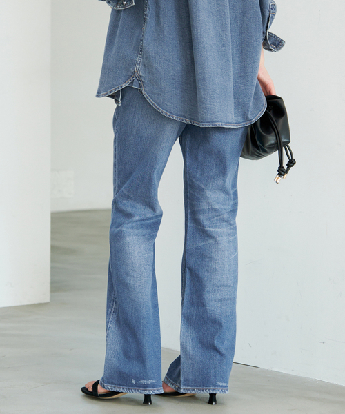 Healthy denim(ヘルシーデニム)の「HEALTHY DENIM/ヘルシーデニム SLOBE別注 フレアデニム Salsa 【洗濯機使用可能】(デニムパンツ・レディース・ブルー/カーキ・22cm/23cm/24cm/25cm)」の18枚目の写真