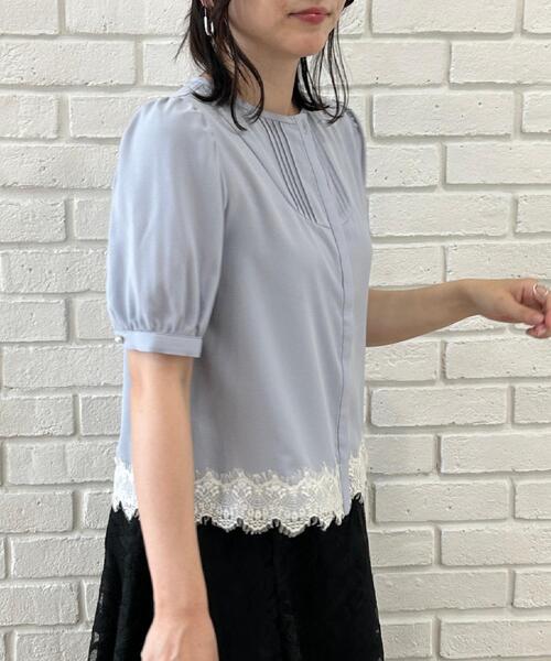 couture brooch(クチュールブローチ)の「【洗える】ピンタック 裾レース ブラウス(シャツ/ブラウス・レディース・ダークブラウン/オフホワイト/ブルー系4・36/38/40/42)」の16枚目の写真