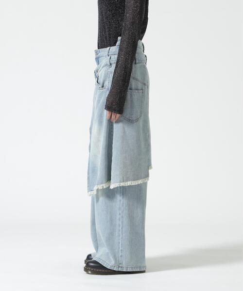 AULA AILA(アウラアイラ)の「AULA AILA/アウラアイラ/OVERLAP SKIRT LAYERED DESIGN(デニムパンツ・レディース・ブルー・1/0)」の7枚目の写真