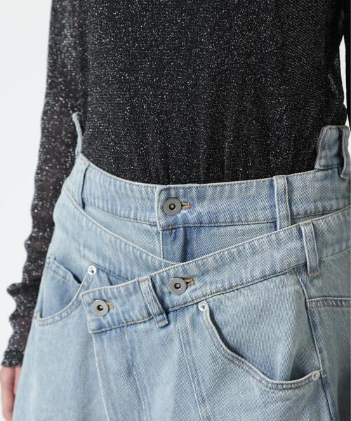AULA AILA(アウラアイラ)の「AULA AILA/アウラアイラ/OVERLAP SKIRT LAYERED DESIGN(デニムパンツ・レディース・ブルー・1/0)」の9枚目の写真
